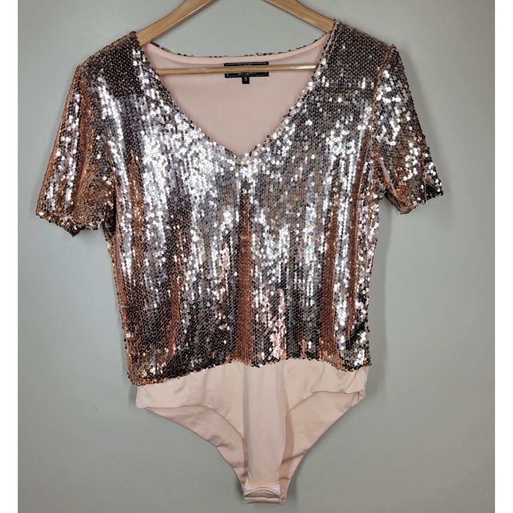 Lucky & Blessed Rose Gold Sequin Bodysuit Small